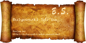 Bulyovszki Sába névjegykártya